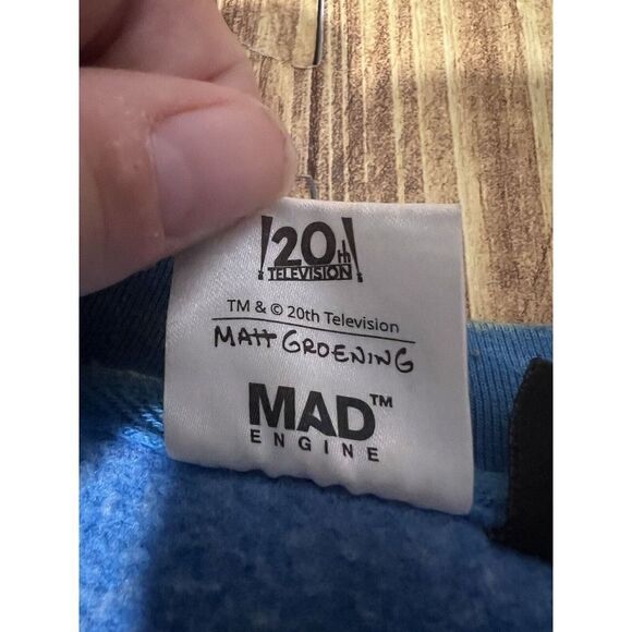 Mad Engine Simpsons Sweater Blue Bart Simpson Skateboard Faded - Picture 6 of 10